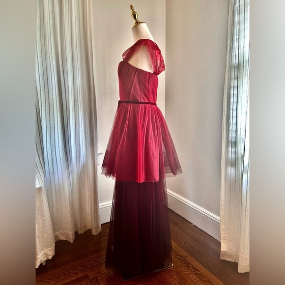 Marchesa Notte Red Mesh Gown - Picture 3 of 8